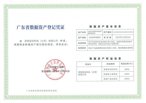 凌锐蓝信数据产品获得数据资产证书,开展数据交易与数据入表服务